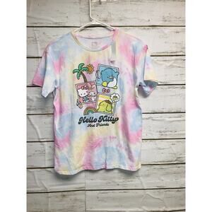 HELLO KITTY size 14-16 XL Pastel Tie Dyed Pictures Of Friends Tee Shirt NWT